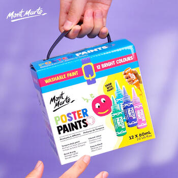 蒙玛特(MontMarte)12色手指画颜料画画工具水彩画35岁小孩美术班可水洗水粉8K画板围裙涂鸦套装V美育工具