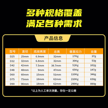 得印MG-D60强磁扣打捞磁铁强力磁钉吸铁石9963河道打捞圆形直径60mm拉力0-220斤/1个