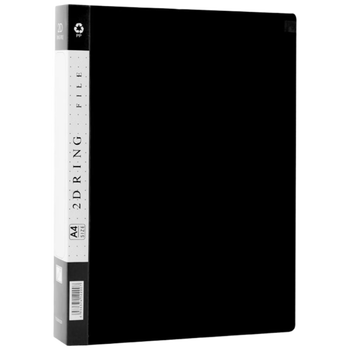 绿文 黑色3孔D型夹 A4纸办公文件夹 资料夹子 装订夹透明插页档案夹 塑料打孔收纳夹 单个装