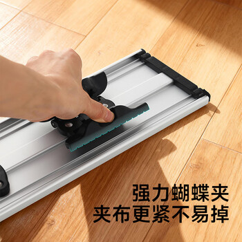 美丽雅夹布式平板拖把60cm2拖布伸缩杆130cm保洁家政酒店超大尘推一拖净