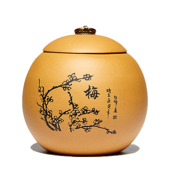 尊壶茶叶罐紫砂茶罐大号普洱茶盒茶仓散茶罐 龙旦茶叶罐 段泥