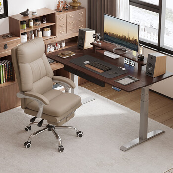 乐歌电动升降桌电脑桌电竞站立办公学习写字桌实木橡胶木E5N/1.8m