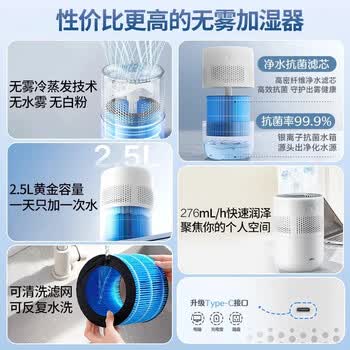 苏泊尔（SUPOR）【再减10%】加湿器无雾热卖轻音桌面大容量大雾量办公卧室家用无雾加湿器空调风扇伴侣33A