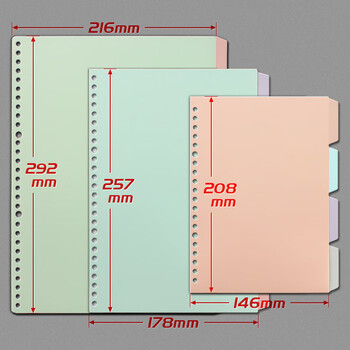 文谷（Wengu）B5分隔页纸26孔分类标签笔记本记事本隔页纸索引纸开学文具手账替芯活页纸办公通用4张每包B5-4P