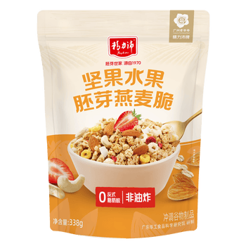 精力沛坚果水果胚芽燕麦脆338g 即食非油炸健康零食麦片冷泡牛奶早餐