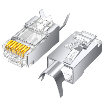 绿联超六类网线屏蔽水晶头 超6类万兆网络接头 镀金工程级RJ45电脑网线连接器CAT6A两件式 10个70316
