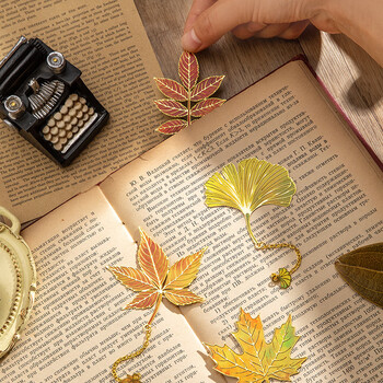 佳茉复古文艺树叶书签银杏叶金属书签礼盒高级感中国风古典礼物送老师纪念品元宵三八女神妇女节伴手礼