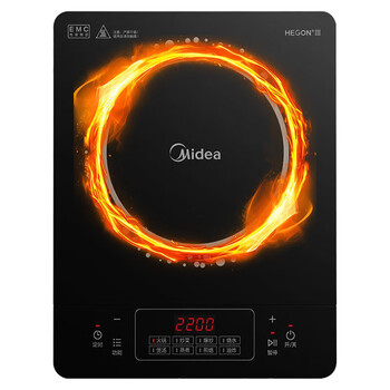 美的（Midea）电磁炉【猛火爆炒】2200W大火力 4D防水超薄耐用黑晶面板 多功能家用电磁灶电火锅炉 C22-RT22E01	