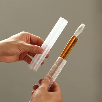 漢墨 创意毛笔便携笔筒 多功能出门携带保护毛笔用收纳盒4支装 文房四宝轻便出门笔筒办公