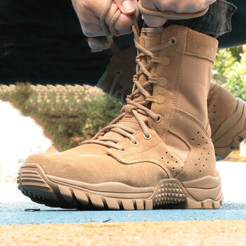 赤焰舰新款棕色24作战靴男女军训靴侧拉链沙色训练鞋户外沙漠靴战术靴