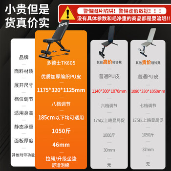 多德士多功能哑铃凳卧推凳家用健身器材全折叠健身椅训练飞鸟凳TK605