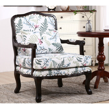 酒店接待洽谈高靠背沙发椅老虎椅美式单人沙发椅 客厅卧室阳台实木