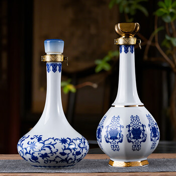 青花瓷瓶2個 一斤青花瓷酒瓶型号规格- 京东
