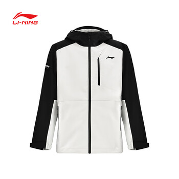 李宁（LI-NING）外套夹克乒乓球服户外徒步防水防风保暖风衣男女 黑色/川石灰3XL