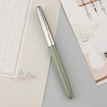 英雄（HERO）钢笔 616小号 复古铱金学生日常书写练字墨水笔 暗尖F 莫兰迪绿