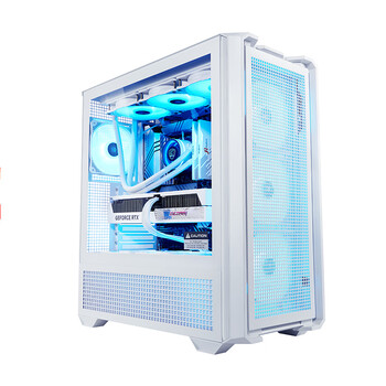 骨伽 乘风MX600 全塔台式玻璃侧透机箱 支持E-ATX主板竖装显卡360水冷/网孔面板 白
