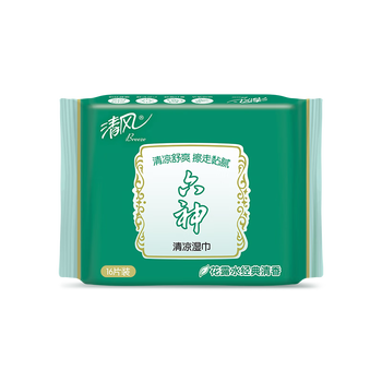 清风六神清凉湿巾16片*10包 小包便携出行 湿纸巾 联名款整箱