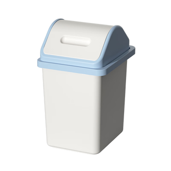 汉世刘家垃圾桶摇盖式12L方形白蓝色有盖大号翻盖纸篓