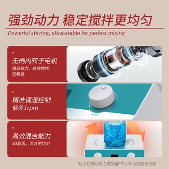 BKMAMLAB 磁力搅拌器实验室数显加热恒温控温电磁搅拌器电动搅拌机小型搅拌台大容量 【1L】LMS-1L