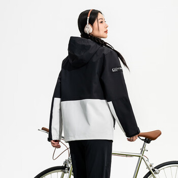 李宁（LI-NING）外套夹克乒乓球服户外徒步防水防风保暖风衣男女 黑色/川石灰3XL
