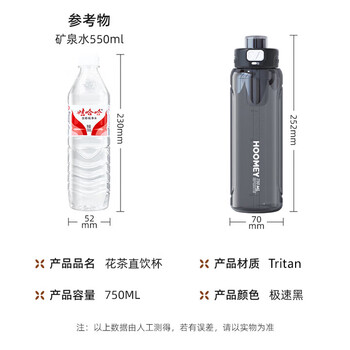 HOOMEY水杯大容量tritan水壶男士吸管杯子运动学生上学塑料耐高温夏季