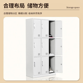 施尔福 更衣柜铁皮柜员工宿舍柜存包柜带锁鞋柜储物柜常规款九门更衣柜