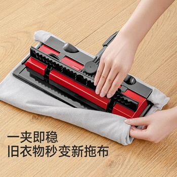 美丽雅夹布式平板拖把32cm伸缩杆142cm2拖布干湿两用一拖净家用拖地神器