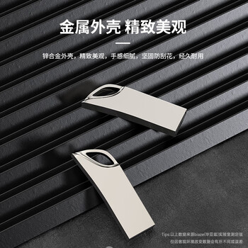 毕亚兹 16GB U盘 USB2.0 银色 小巧便携 抗震防摔 金属迷你车载电脑两用u盘优盘 UP016
