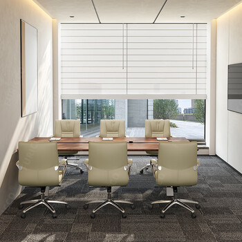 富凯真头层牛皮办公椅职员椅会议椅老板椅人体工学电脑椅 B2213米白色