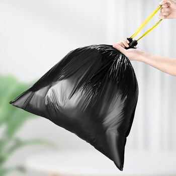 Sodolike尚岛抽绳垃圾袋黑色45*50cm100只单面1.2丝点断手提加厚自动收口
