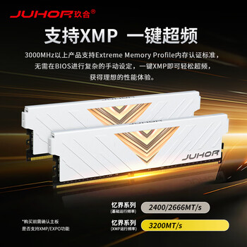 JUHOR玖合 32GB(16GBx2)套装 DDR4 3200 台式机内存条 忆界系列白甲