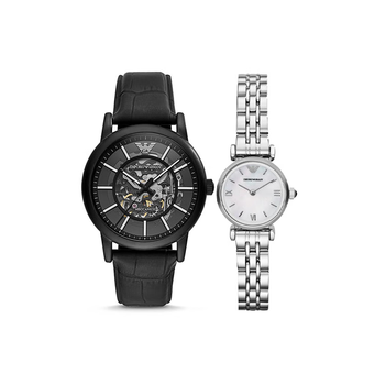 安普里奥·阿玛尼(emporio armani)情侣对表腕表机械机芯黑色表盘休闲