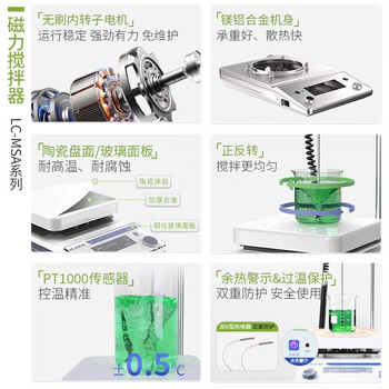 力辰（LICHEN）实验室磁力搅拌器加热电磁小型可调速液体搅拌固液混合磁力搅拌器LC-MSB-S（标准）