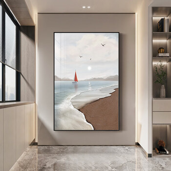 一帆风顺 客厅装饰画现代简约沙发背景墙挂画落地画海景玄关壁画子木