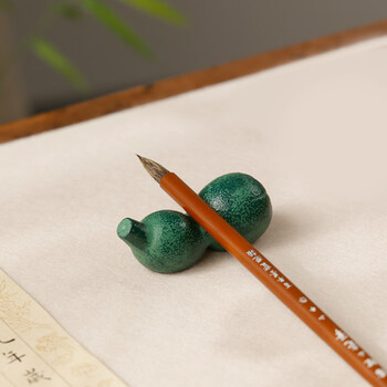 漢墨 葫芦镇尺镇纸 可爱多功能笔搁笔置笔山 文房四宝礼品礼物毛笔架子