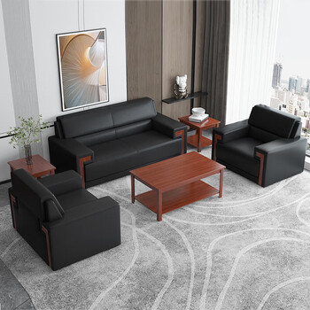 奈高办公沙发办公室沙发简约现代商务茶几组合洽谈沙发纳帕皮单人位 