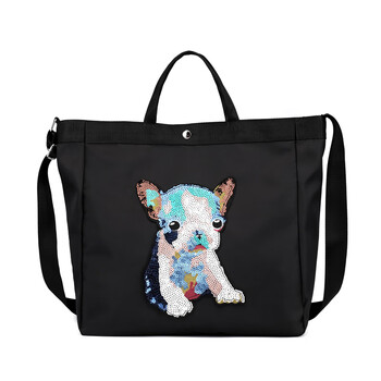 女2018秋季新款潮宽带手提单肩包时尚韩版轻便个性斜挎包包 黑狗狗