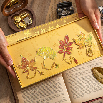 佳茉复古文艺树叶书签银杏叶金属书签礼盒高级感中国风古典礼物送老师纪念品元宵三八女神妇女节伴手礼