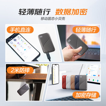 西部数据（Western Digital）1TB NVMe 移动固态硬盘（PSSD）My Passport随行SSD type-c接口 1050MB/s 手机直连笔记本两用