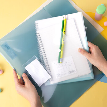 得力(deli)5506 A4透明双面彩色文件袋 按扣资料袋会议袋档案袋  财务票据办公试卷收纳袋 颜色随机 10只装