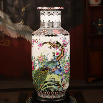 景德镇孔雀花瓶- 京东