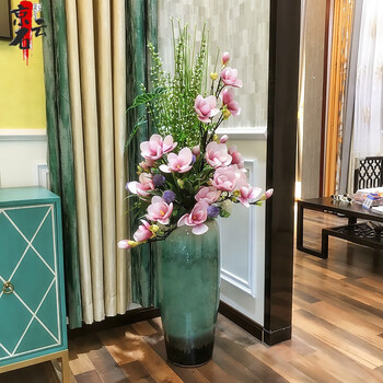京石云大型花瓶落地摆件陶瓷大花瓶落地插花客厅新中式现代轻奢欧式装饰摆件景德镇圣诞礼物翡翠绿70cm 01款花 图片价格品牌报价 京东