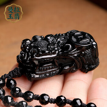 翡翠貔貅吊坠墨翠价格报价行情- 京东