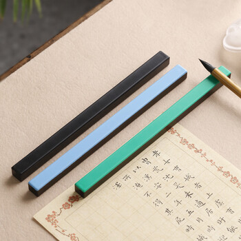 漢墨 ABS铸铁镇尺镇纸 学生初学者多功能雅黑色单支装文镇 文房四宝毛笔书法宣纸用笔架