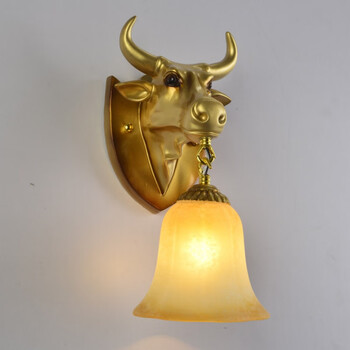 牛头壁灯创意牛头仿古壁灯饰 欧式简约酒吧 小牛壁灯