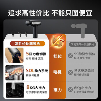 飞利浦小钢炮3204G运动筋膜枪迷你颈膜枪按摩器肩颈腰背多功能放松肌肉按摩枪送男女友节日生日礼物