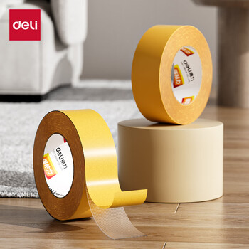 得力（deli）强力双面布基胶带 加厚网格防风 45mm*20m  地毯无痕固定婚庆春联粘贴 墙面隐形粘接 1卷 30804