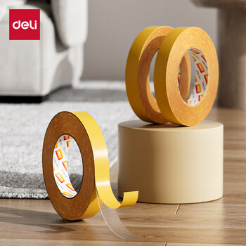 得力（deli）强力布基胶带防风加厚网格双面胶 15mm*20m*280μm 地毯无痕固定婚庆春联粘贴墙面隐形粘1卷 30802