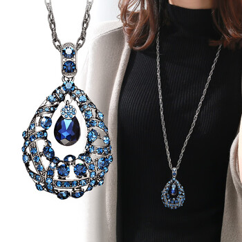 蓝色水滴项链价格报价行情- 京东