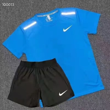 田径训练服男女跑步套装健身篮球运nike速干短袖速干短裤套装蓝色l